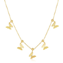 Load image into Gallery viewer, 14k Yellow Gold 18 inch Necklace with Polished Butterfly Pendants