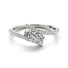 Load image into Gallery viewer, Two Stone Bypass Diamond Ring in 14k White Gold (3/4 cttw)