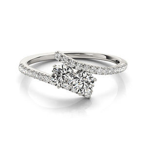 Two Stone Bypass Diamond Ring in 14k White Gold (3/4 cttw)