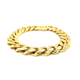 14k Yellow Gold 8 1/2 inch Wide Polished Curb Chain Bracelet thumbnail 2