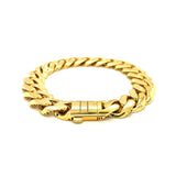 14k Yellow Gold 8 1/2 inch Wide Polished Curb Chain Bracelet thumbnail 3
