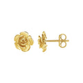 14k Yellow Gold Post Earrings with Roses