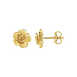 14k Yellow Gold Post Earrings with Roses thumbnail 2