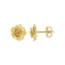 14k Yellow Gold Post Earrings with Roses