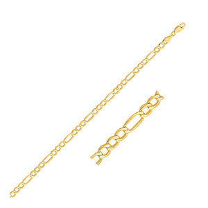 4.6mm 10k Yellow Gold Lite Figaro Bracelet