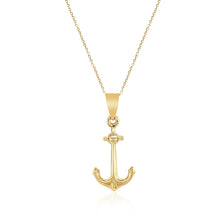 Load image into Gallery viewer, 14k Yellow Gold Cable Chain with Anchor Pendant