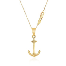 Load image into Gallery viewer, 14k Yellow Gold Cable Chain with Anchor Pendant