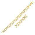 14k two-tone gold Cuban chain with pave-style interlocking flat links