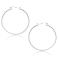 10K white gold polished hoop earrings, 40mm, no stones