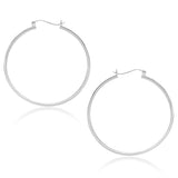 10k White Gold Polished Hoop Earrings (40mm) thumbnail 1