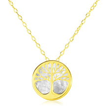 Load image into Gallery viewer, 14k Yellow Gold Necklace with Tree of Life Symbol in Mother of Pearl