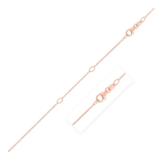 14K rose gold cable chain in a fine 1.0mm double extendable design