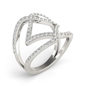 14k White Gold Entwined Design Diamond Dual Band Ring (3/4 cttw)