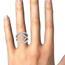Load image into Gallery viewer, 14k White Gold Entwined Design Diamond Dual Band Ring (3/4 cttw)