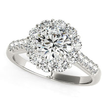 Load image into Gallery viewer, 14k White Gold Round Diamond Halo Engagement Ring (2 1/2 cttw)