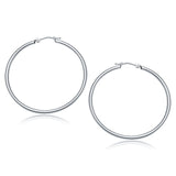 10k White Gold Polished Hoop Earrings (40 mm) thumbnail 1