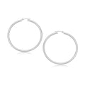 10K white gold polished hoop earrings, 30 mm, no stones