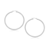 10k White Gold Polished Hoop Earrings (30 mm) thumbnail 1