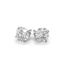 Load image into Gallery viewer, 14k White Gold Stud Earrings with White Hue Faceted Cubic Zirconia