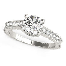 Load image into Gallery viewer, 14k White Gold Round Antique Style Diamond Engagement Ring (1 1/8 cttw)