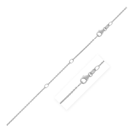 14K white gold cable chain with diamond-cut faceted links