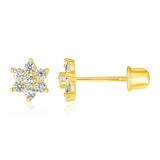 14k Yellow Gold Flower Childrens Earrings thumbnail 2