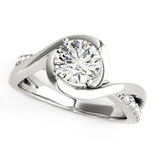 Load image into Gallery viewer, 14k White Gold Split Band Round Bypass Diamond Engagement Ring (1 1/8 cttw)