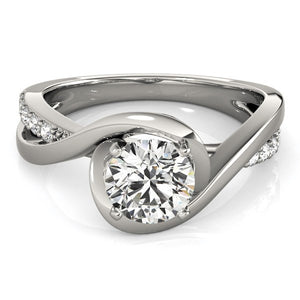 14k White Gold Split Band Round Bypass Diamond Engagement Ring (1 1/8 cttw)