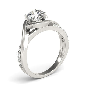 14k White Gold Split Band Round Bypass Diamond Engagement Ring (1 1/8 cttw)