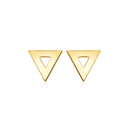 14k Yellow Gold Polished Open Triangle Post Earrings