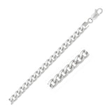 14K white gold Cuban link chain at 7.0mm with polished center ridge thumbnail 1