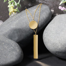 Load image into Gallery viewer, 14k Yellow Gold 18 inch Two Strand Necklace with Circle and Bar Pendants