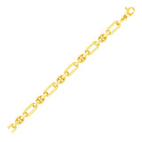 14K yellow gold polished and textured link bracelet thumbnail 1