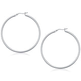 10k White Gold Polished Hoop Earrings (50 mm) thumbnail 2
