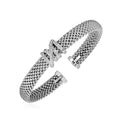 925 sterling silver popcorn texture cuff bangle with diamonds
