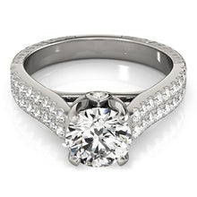 Load image into Gallery viewer, 14k White Gold Round Diamond Engagement Ring with Pave Band (2 cttw)