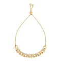 14K yellow gold adjustable chain bracelet with flat oval links