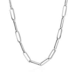14k White Gold Bold Paperclip Chain (4.2 mm)