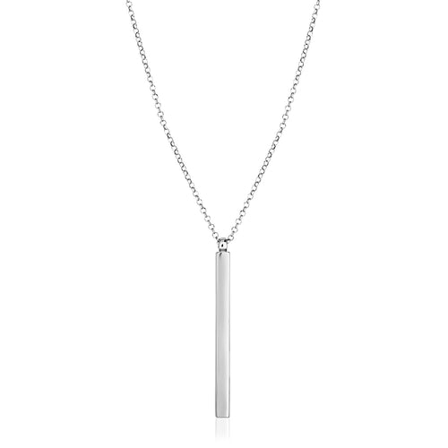 Sterling Silver 24 inch Necklace with Long Polished Bar Pendant