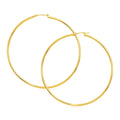 14K yellow gold large polished hoop earrings with no stones