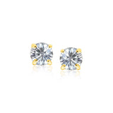 14k Yellow Gold Stud Earrings with White Hue Faceted Cubic Zirconia thumbnail 1