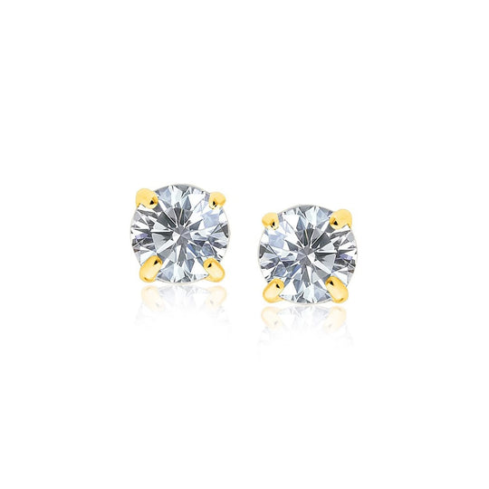 14K yellow gold ring with faceted white cubic zirconia stone