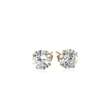 14k Yellow Gold Stud Earrings with White Hue Faceted Cubic Zirconia thumbnail 2