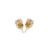 14k Yellow Gold Stud Earrings with White Hue Faceted Cubic Zirconia thumbnail 3