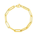 14K yellow gold extra wide paperclip chain bracelet with flat oval links