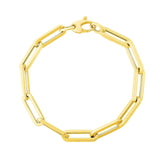 14K yellow gold extra wide paperclip chain bracelet with flat oval links thumbnail 1