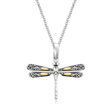 Load image into Gallery viewer, 18k Yellow Gold and Sterling Silver Pendant in a Dragonfly Design