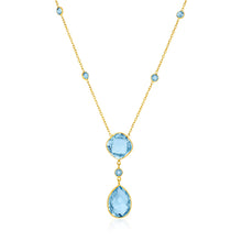 Load image into Gallery viewer, 14k Yellow Gold Necklace with Pear-Shaped and Cushion Blue Topaz Briolettes