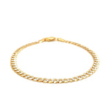 3.6mm 14k Two Tone Gold Pave Curb Bracelet thumbnail 3