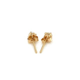 14k Yellow Gold Stud Earrings with White Hue Faceted Cubic Zirconia thumbnail 3